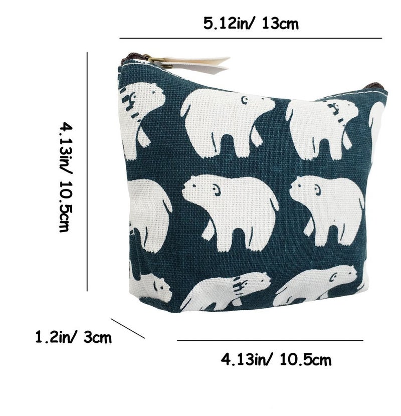 iToolai Women's Canvas Coin Purse Animal Canvas Change Cash Bag Small Purse Wallets, Pack of 4 - Image 3